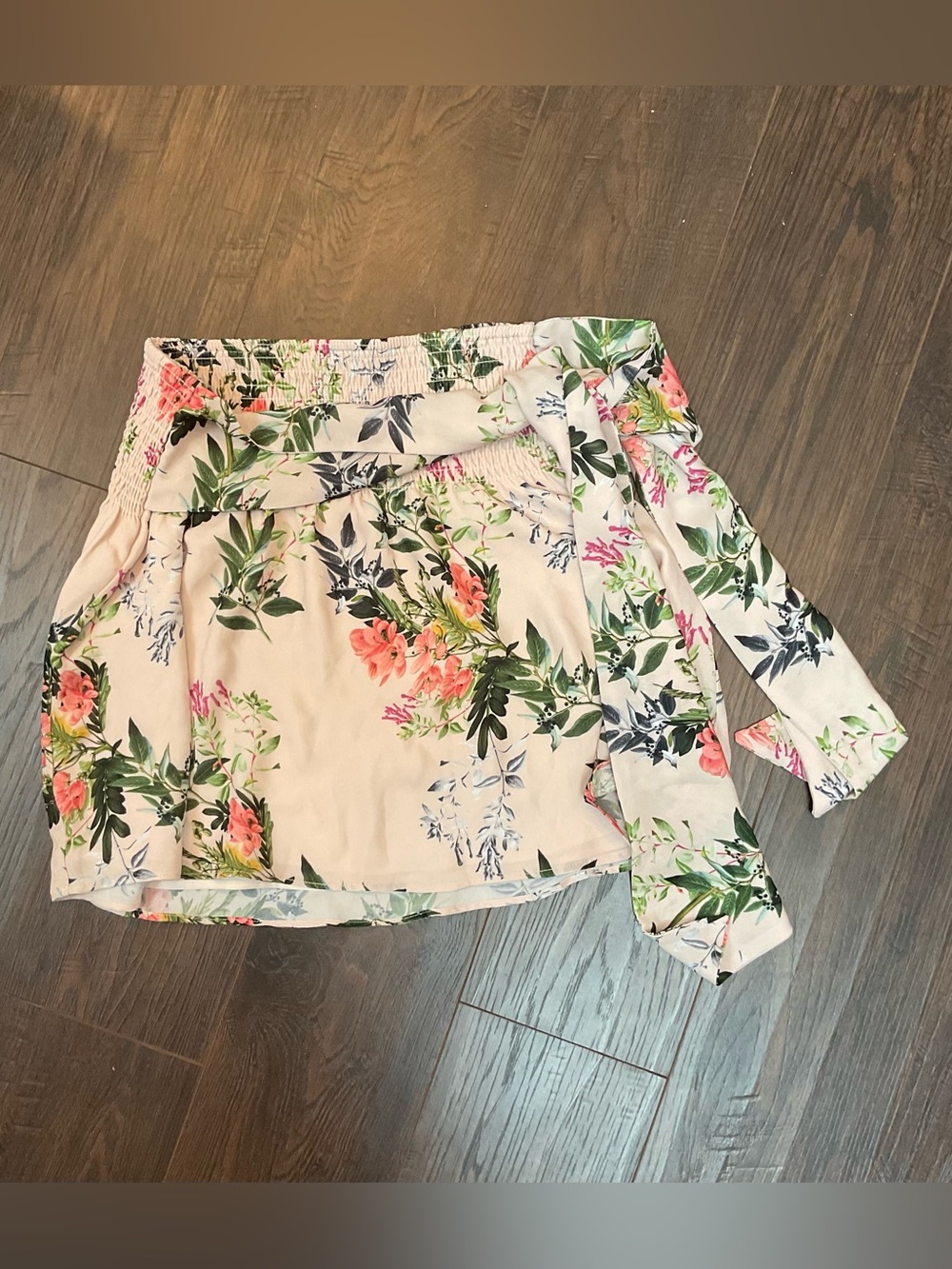 Parker Cream Floral Tie-Waist Mini Skirt
